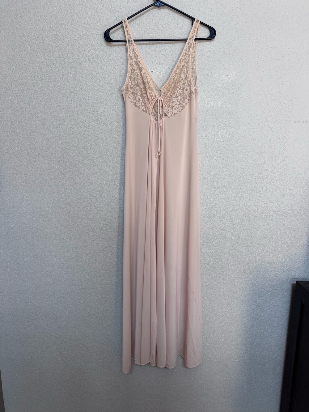 Vintage Lace Satin V Neck Maxi Slip Dress Women’s S/M Champagne Y2K Lingerie - Picture 4 of 7